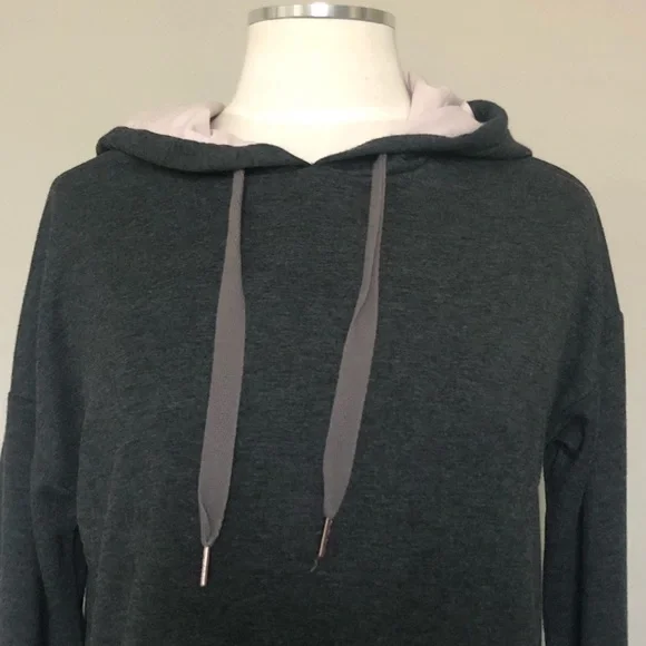 CALIA Drop Tail Mixed Media Gray & Pink Hoodie, Sm - Picture 6 of 10